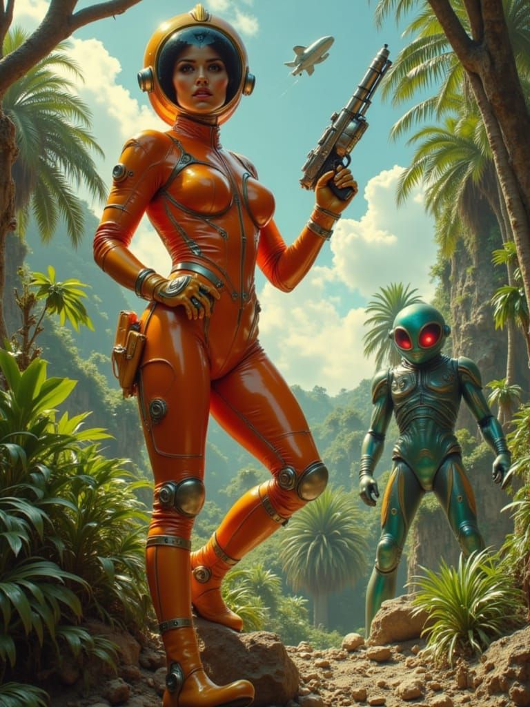 Retro Space Explorer on Jungle Planet