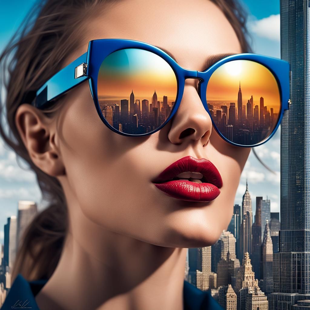 City Reflection: Retro Fashion in Mirrored Sunglasses