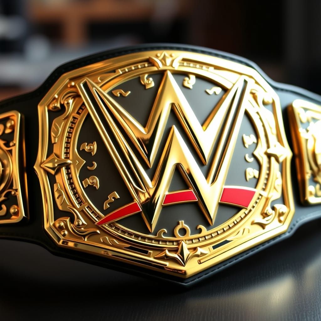 Golden WWE Championship in Futuristic Style
