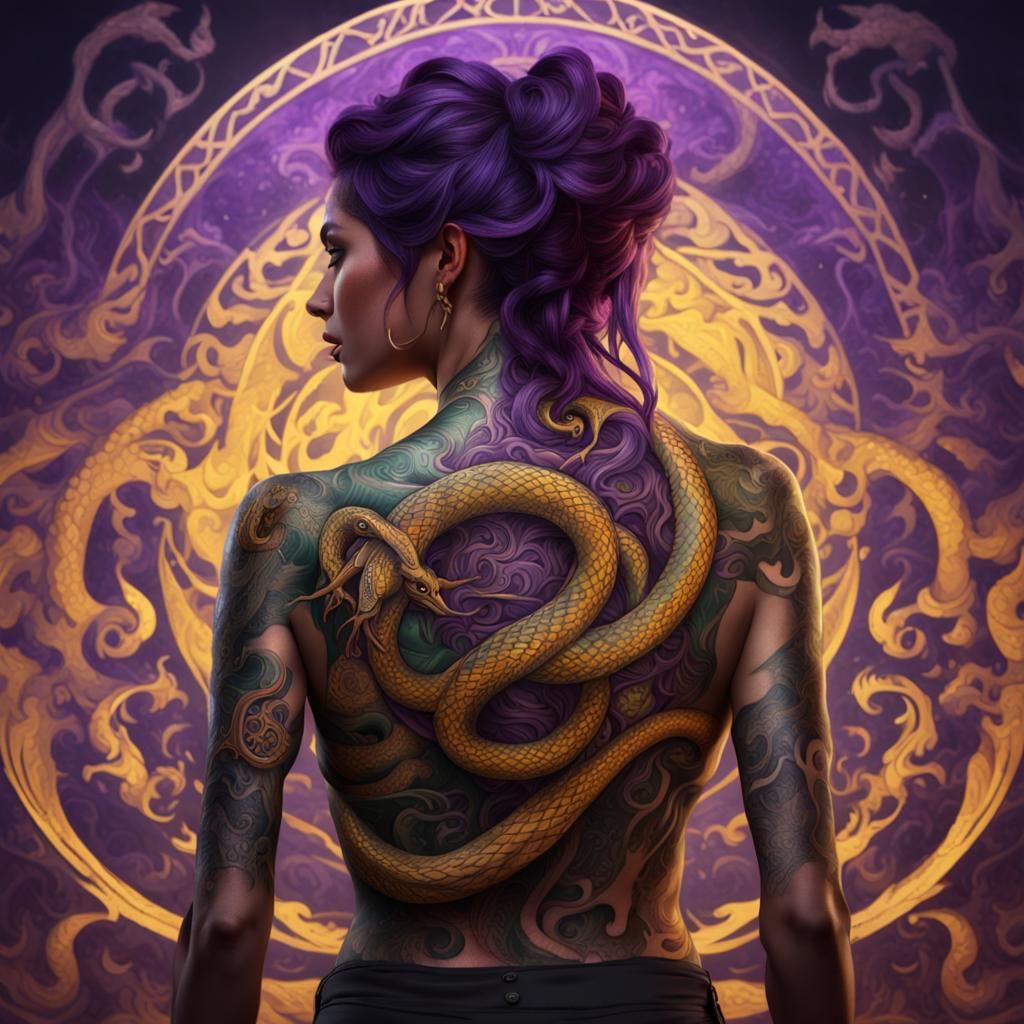 Serpent Tattoo Art: Dark Fantasy Style