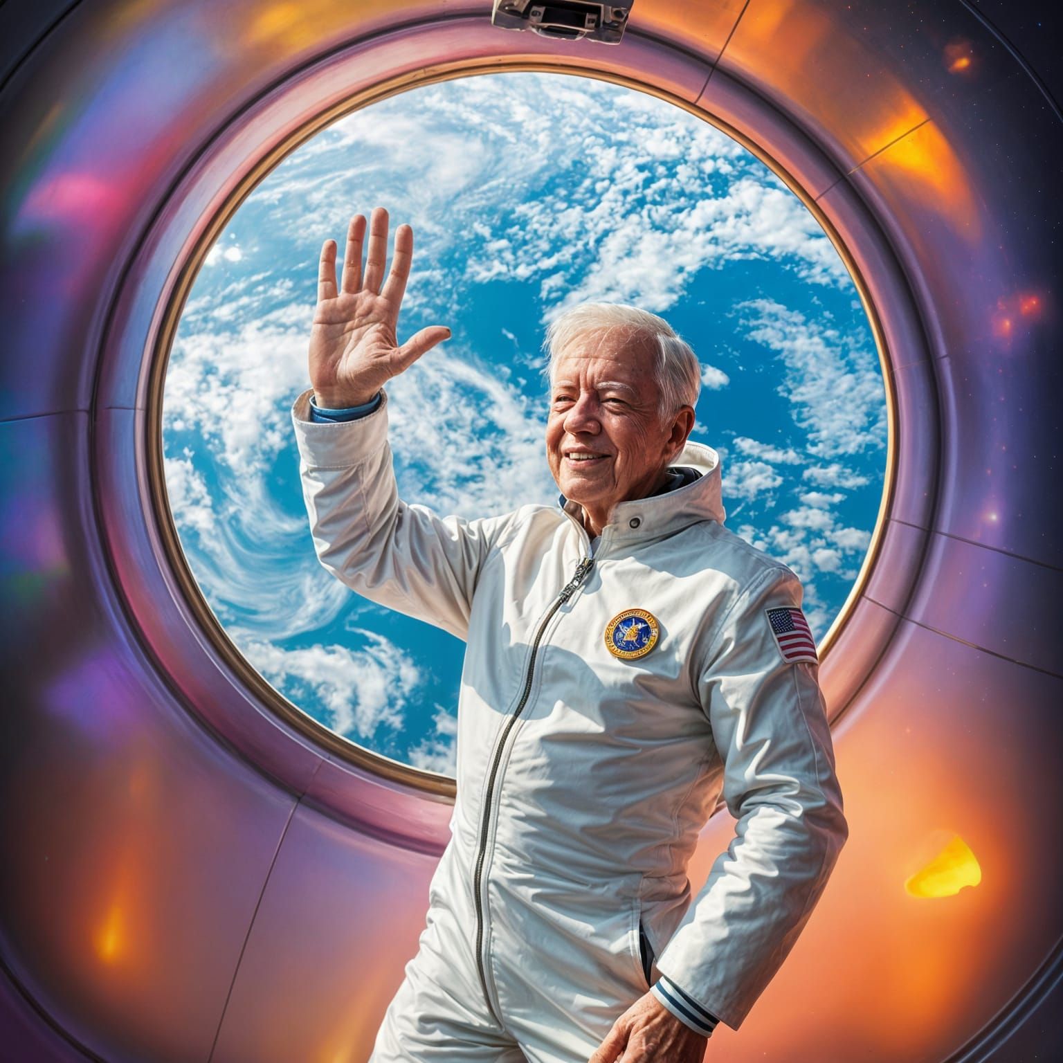 Jimmy Carter's Astral Ascension in Vibrant Peanut-Shaped Roc...