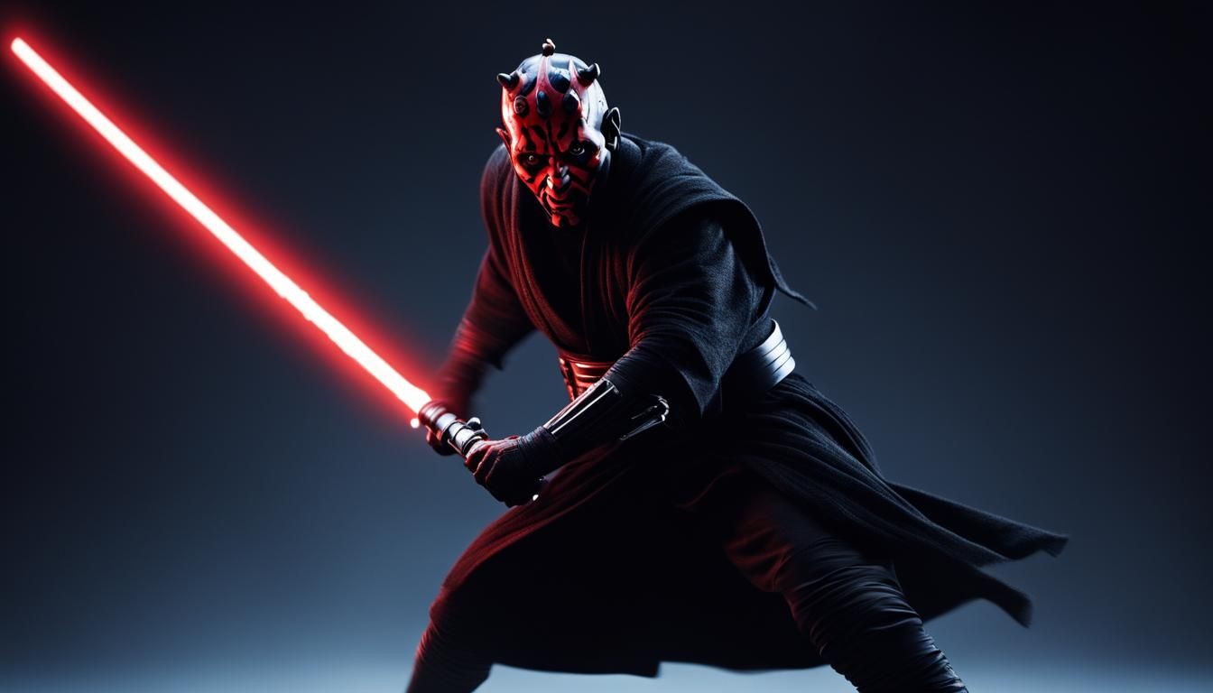 Darth Maul with Lightsaber in Cinematic Style