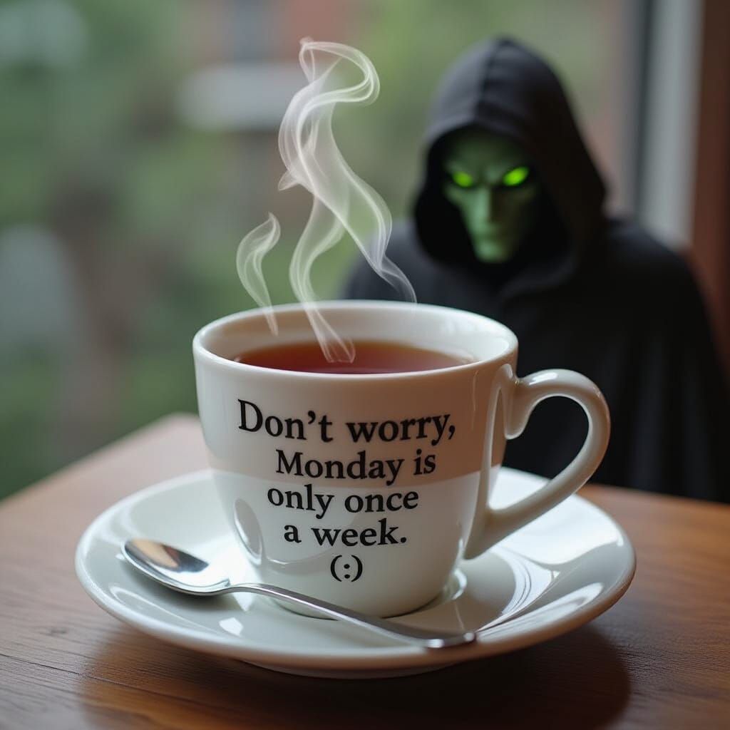 Quote on Tea Cup: Monday Is Only Once a Week