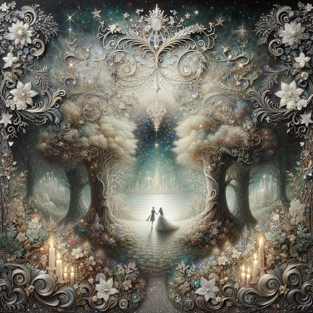 Magical Fantasy Scene of Boundless Love with Glitter