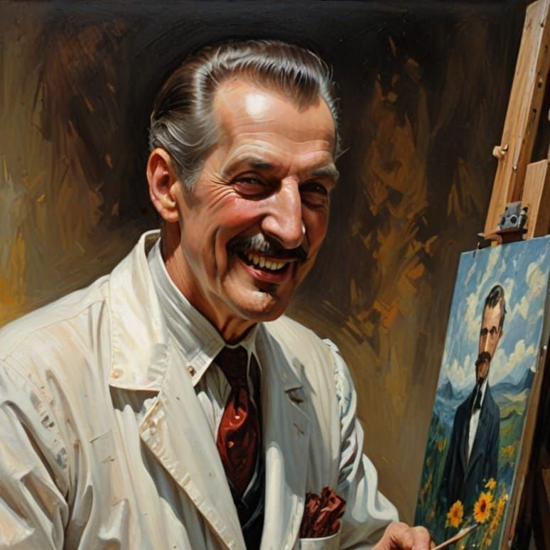 Vincent Price Painting, Impressionistic Oil on Canvas