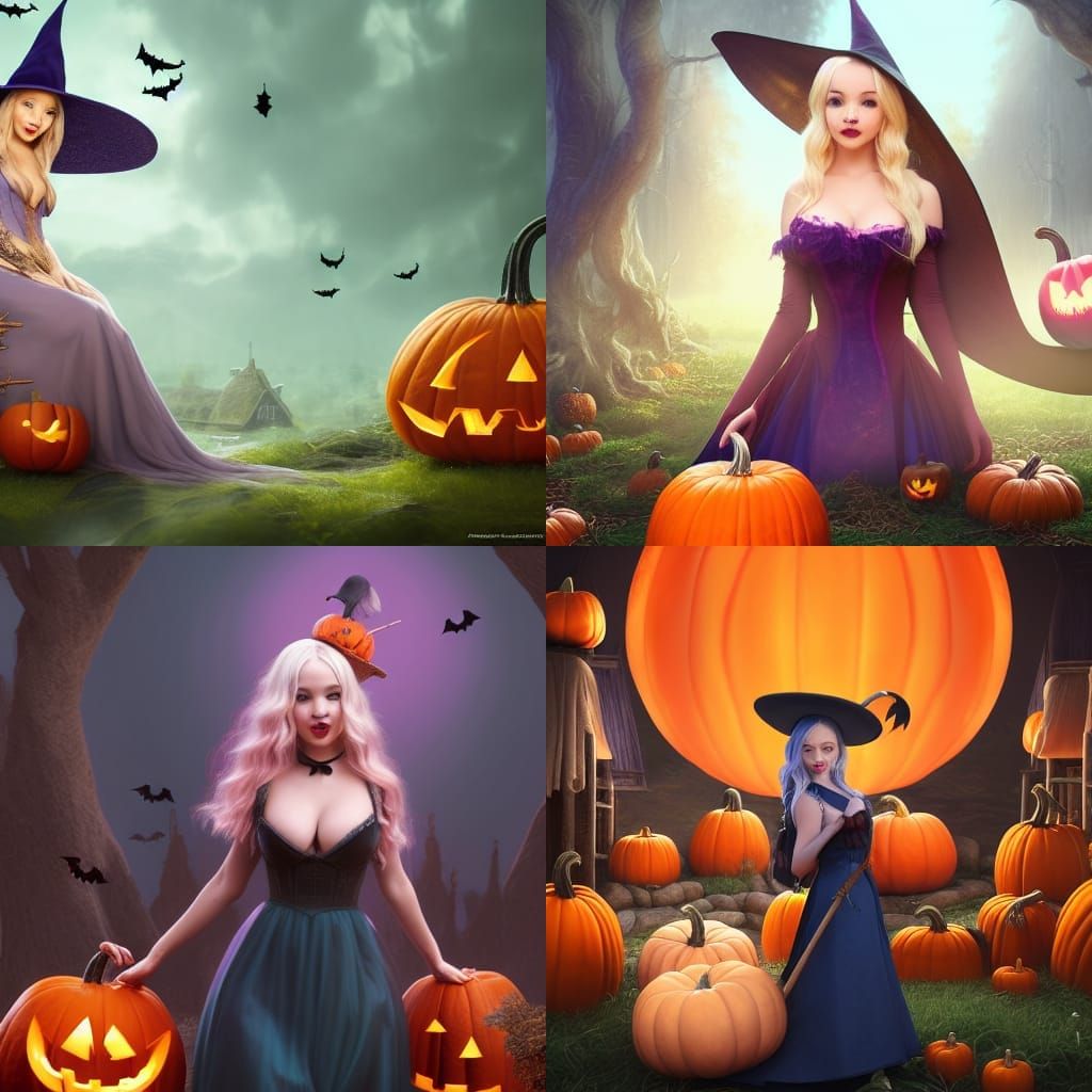 Dove Cameron Halloween Witch Matte Painting