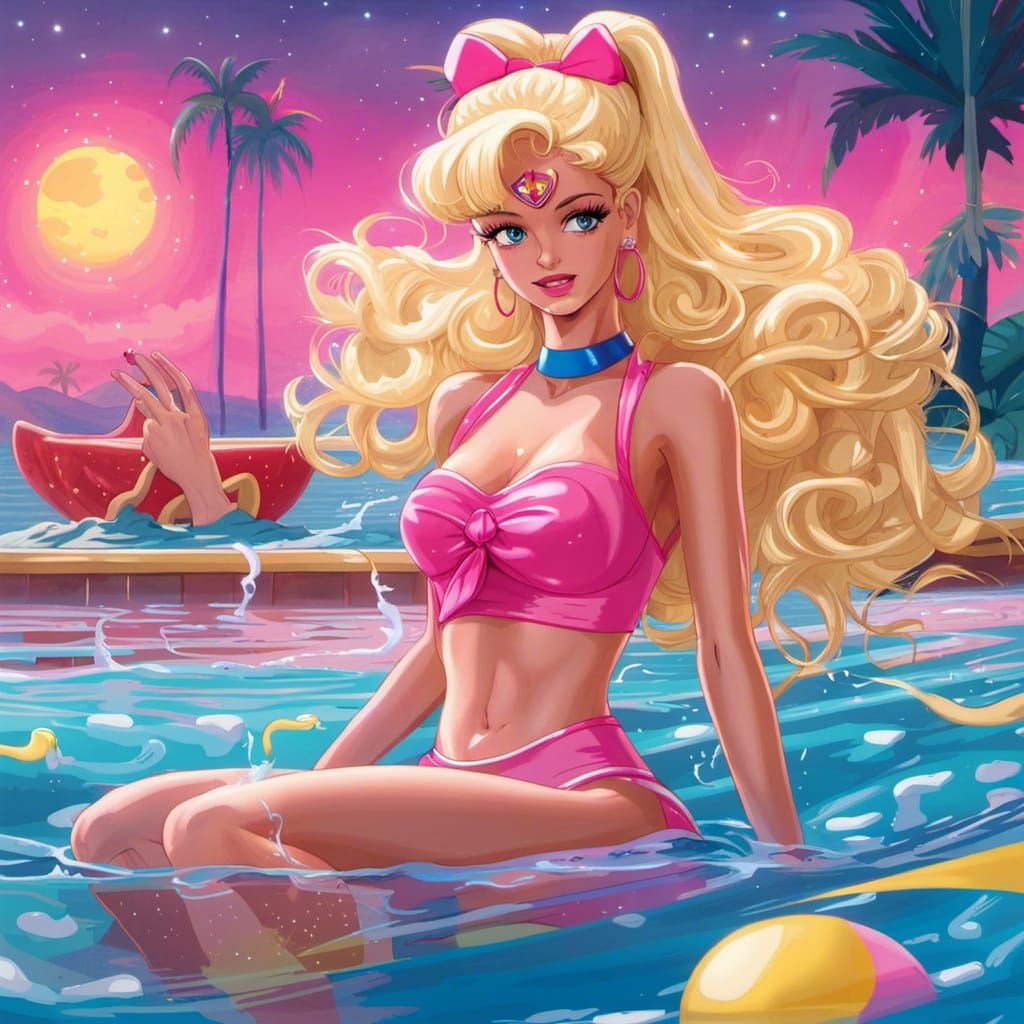 Barbie in Sailor Moon Style Art