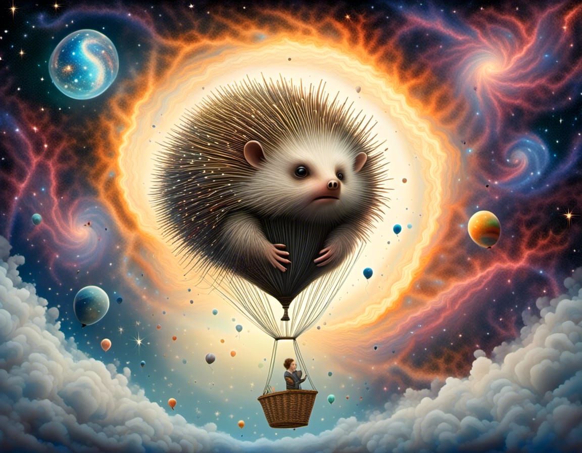 Surreal Porcupine Balloon Lost In Space
