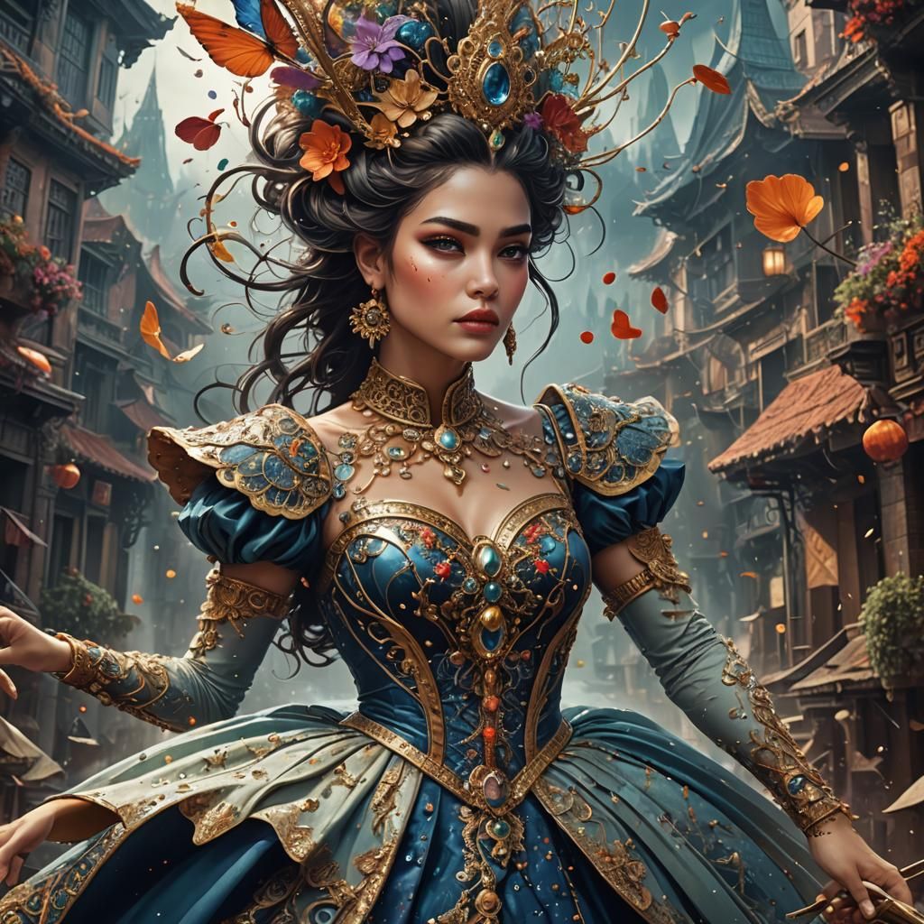Ethereal Woman in Dreamy Fantasy Art, Detailed Painting