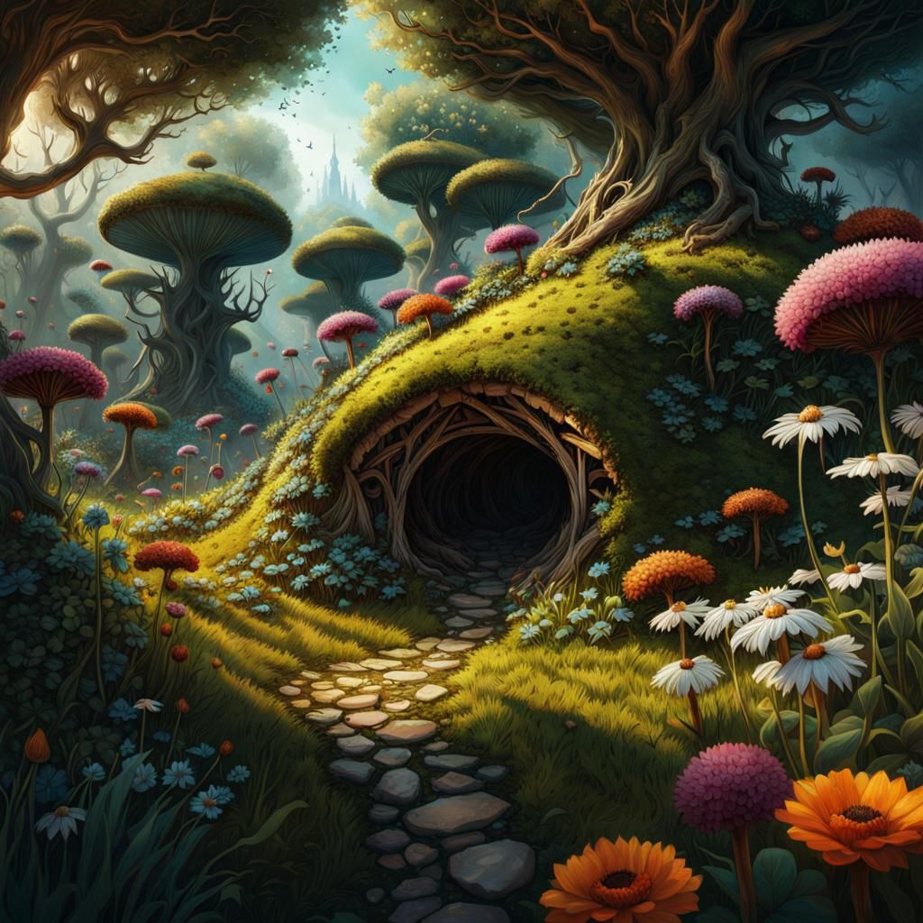 Bug's-Eye View of Anthill: Fantasycore Garden Scene