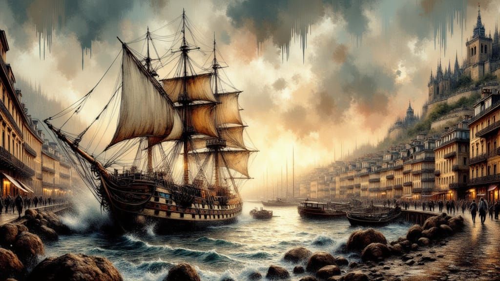 A sailing ship from the 18th century