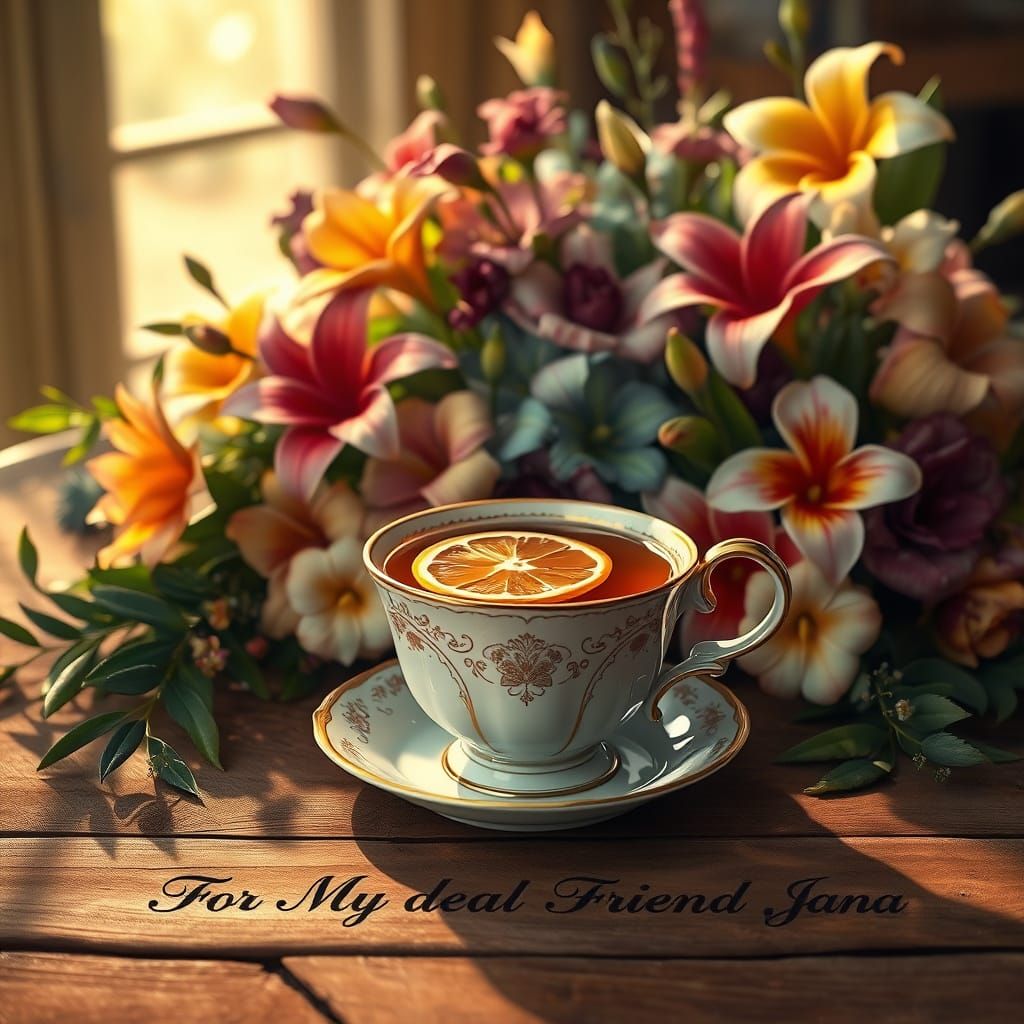 Vintage China Tea Cup with Exotic Flowers in Whimsical Garde...