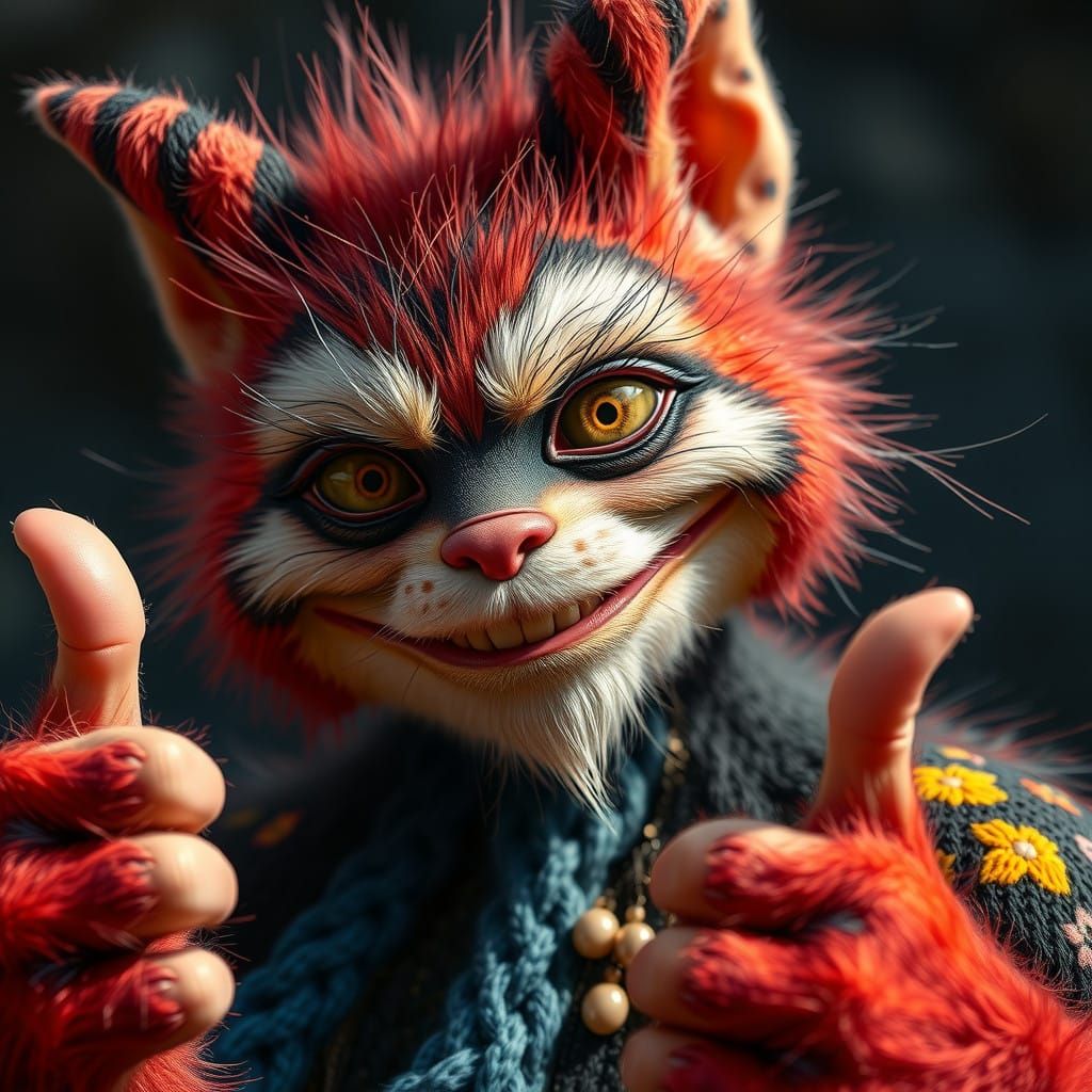 Vibrant Furry Creature Portrait with Whimsical Atmosphere