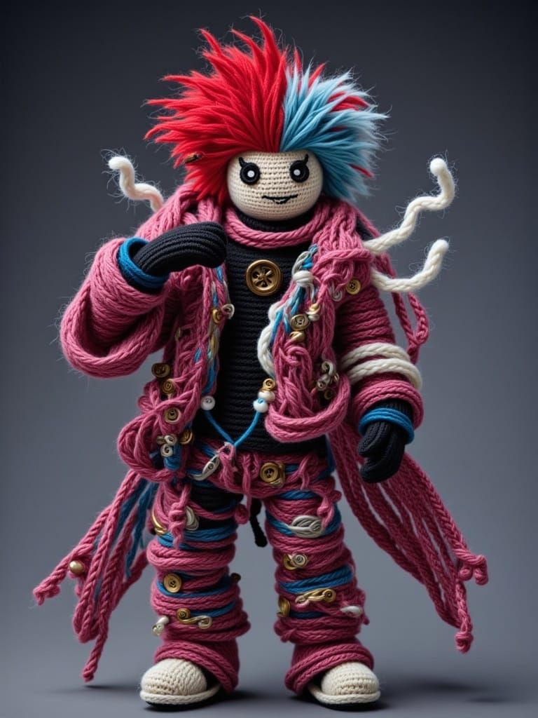 Cyberpunk Superhero with Fiery and Icy Contrasts