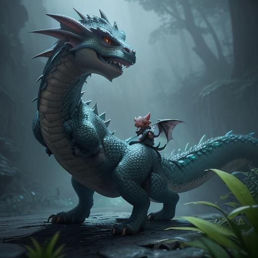 Cute Dragon in 3D Game Cinematic Style