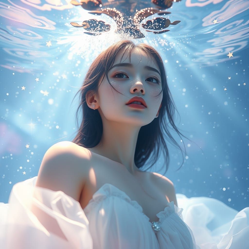 Ethereal Underwater Portrait with Flowing Dress