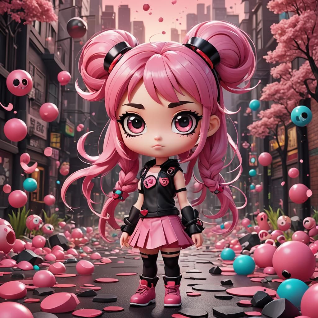 Chibi Powerpuff Girl in Anime Style