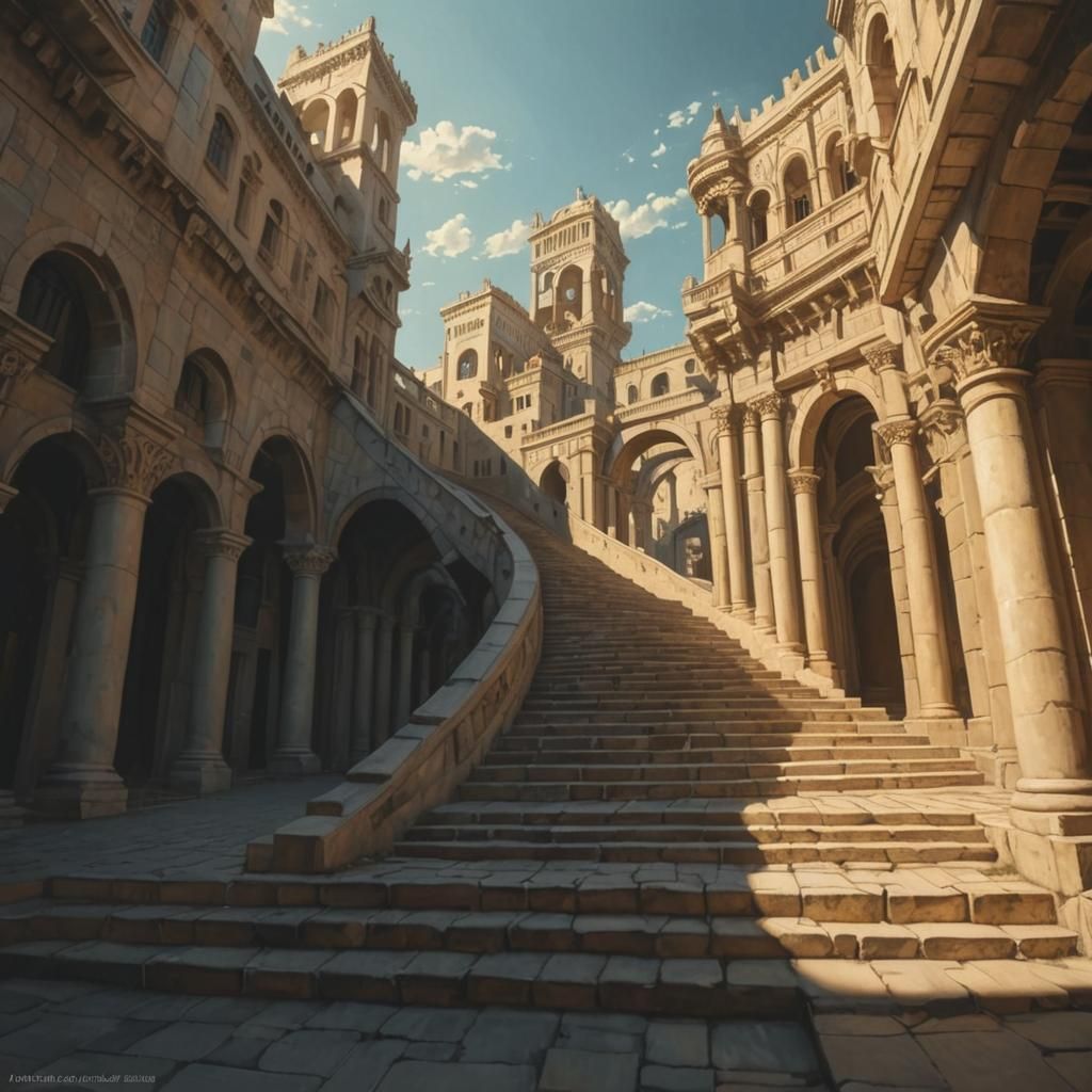 Impossible City Dreamscape in Classical Realism Style