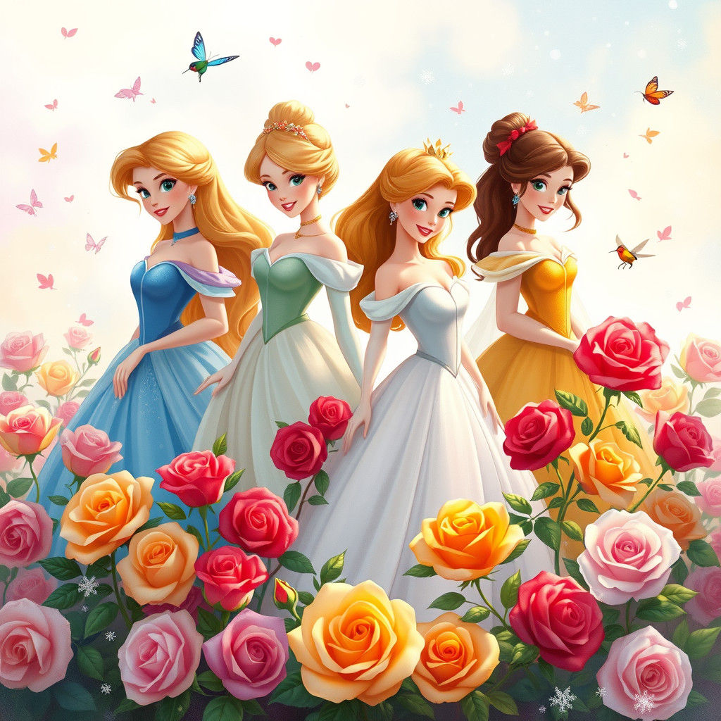 Disney Princesses as Seasons in Rose Garden