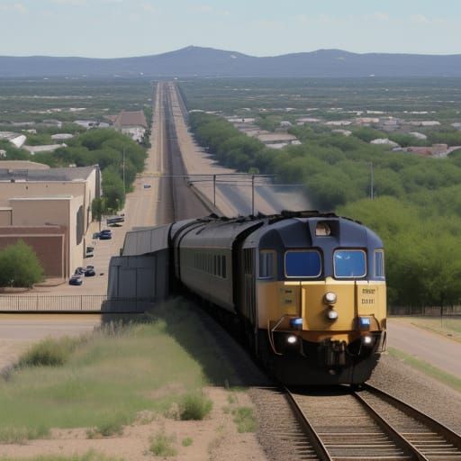 Nostalgic Abilene Landscape with Trains