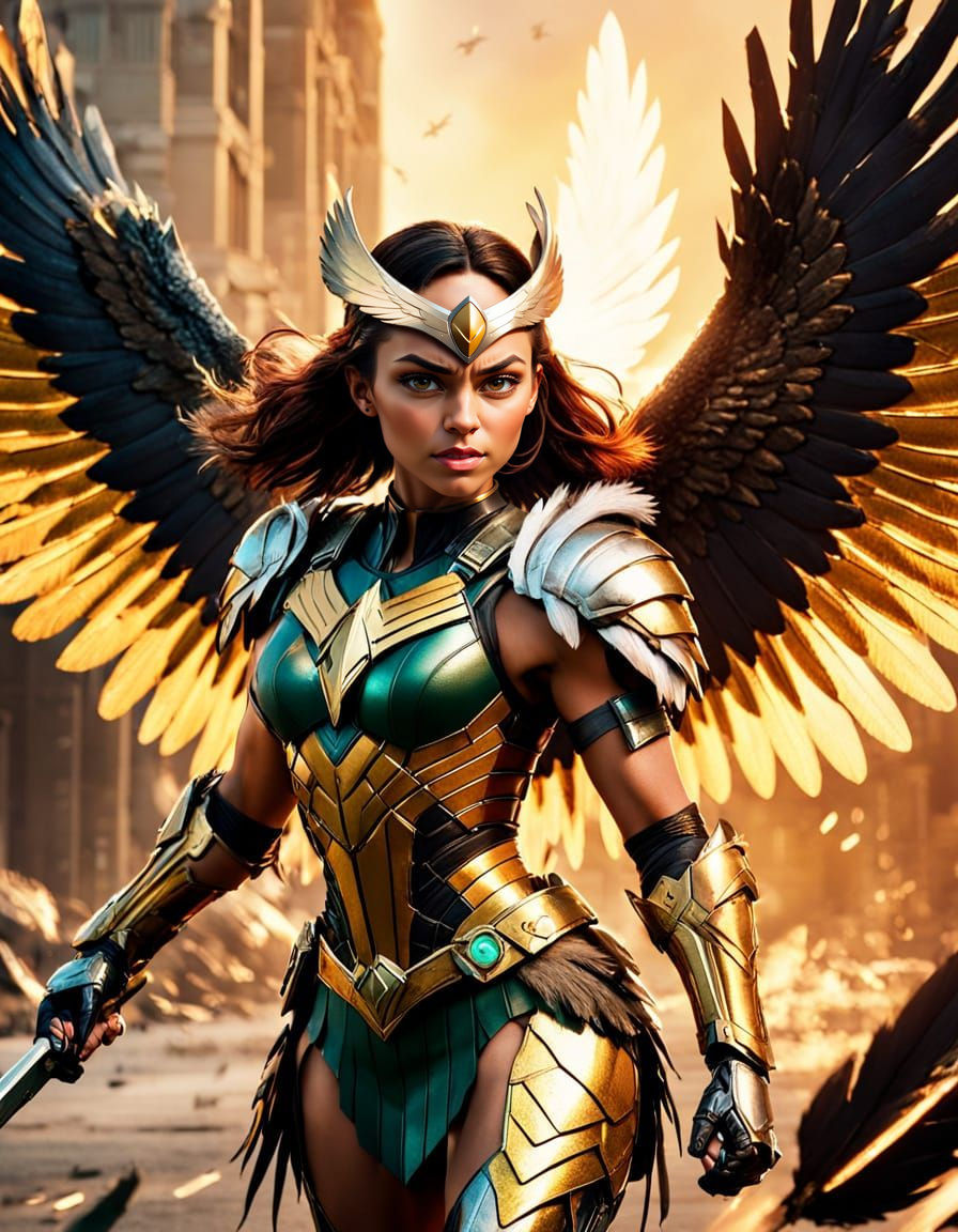 Amber Midthunder as Hawkgirl in Epic Cyberpunk Style