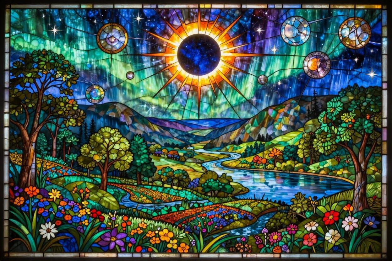 Stained Glass Valley Under Solar Eclipse