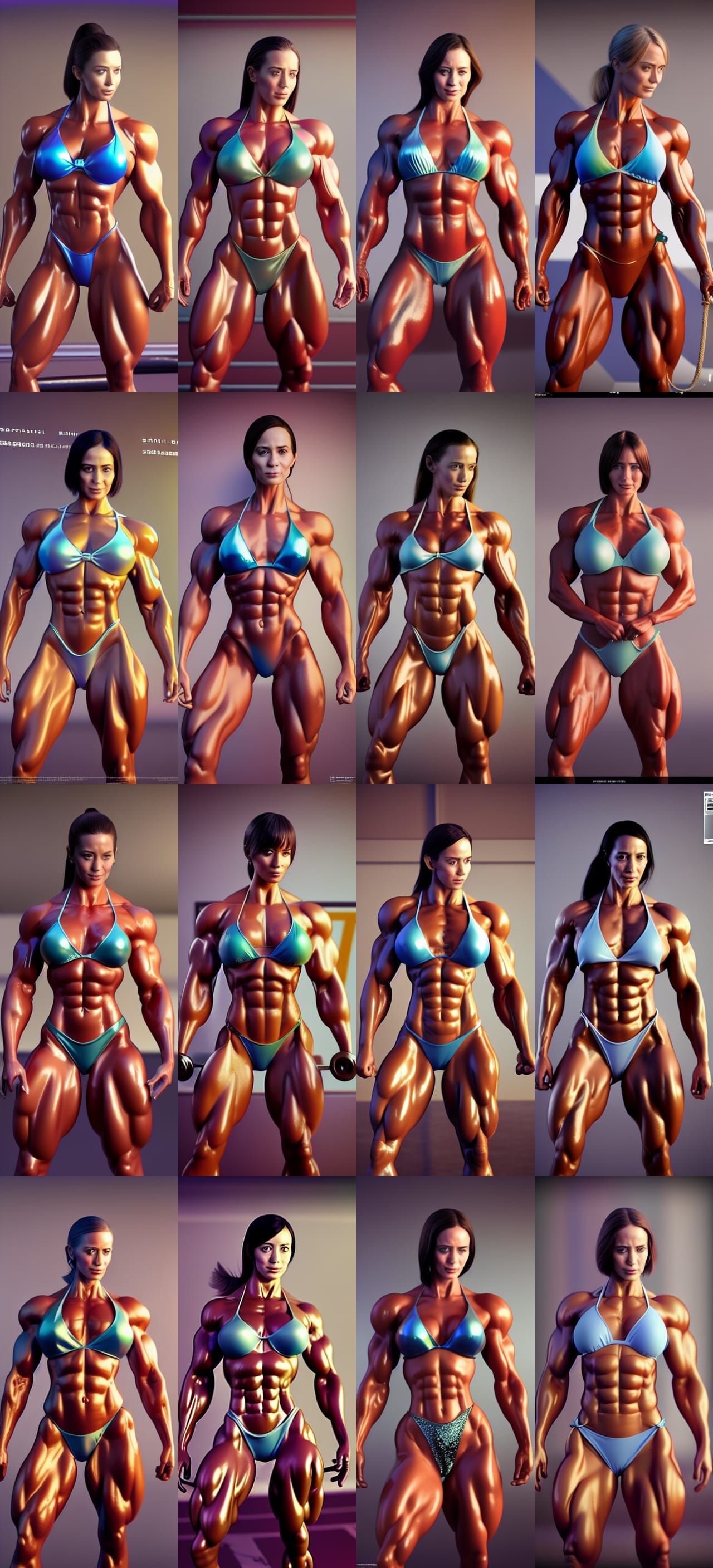 Female Bodybuilder in Japanese Illustration Style