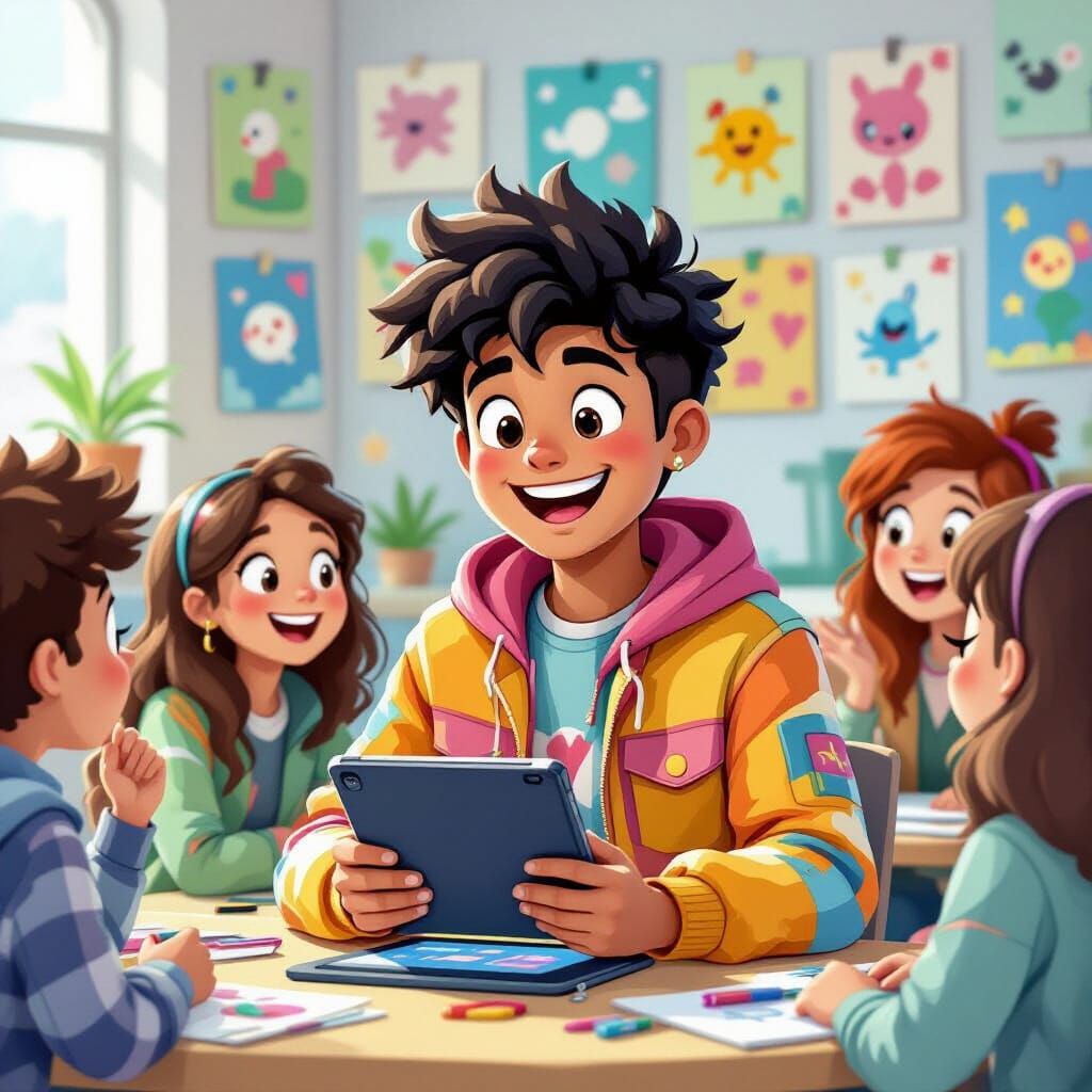 Student Creates Digital Art in Cartoon Style