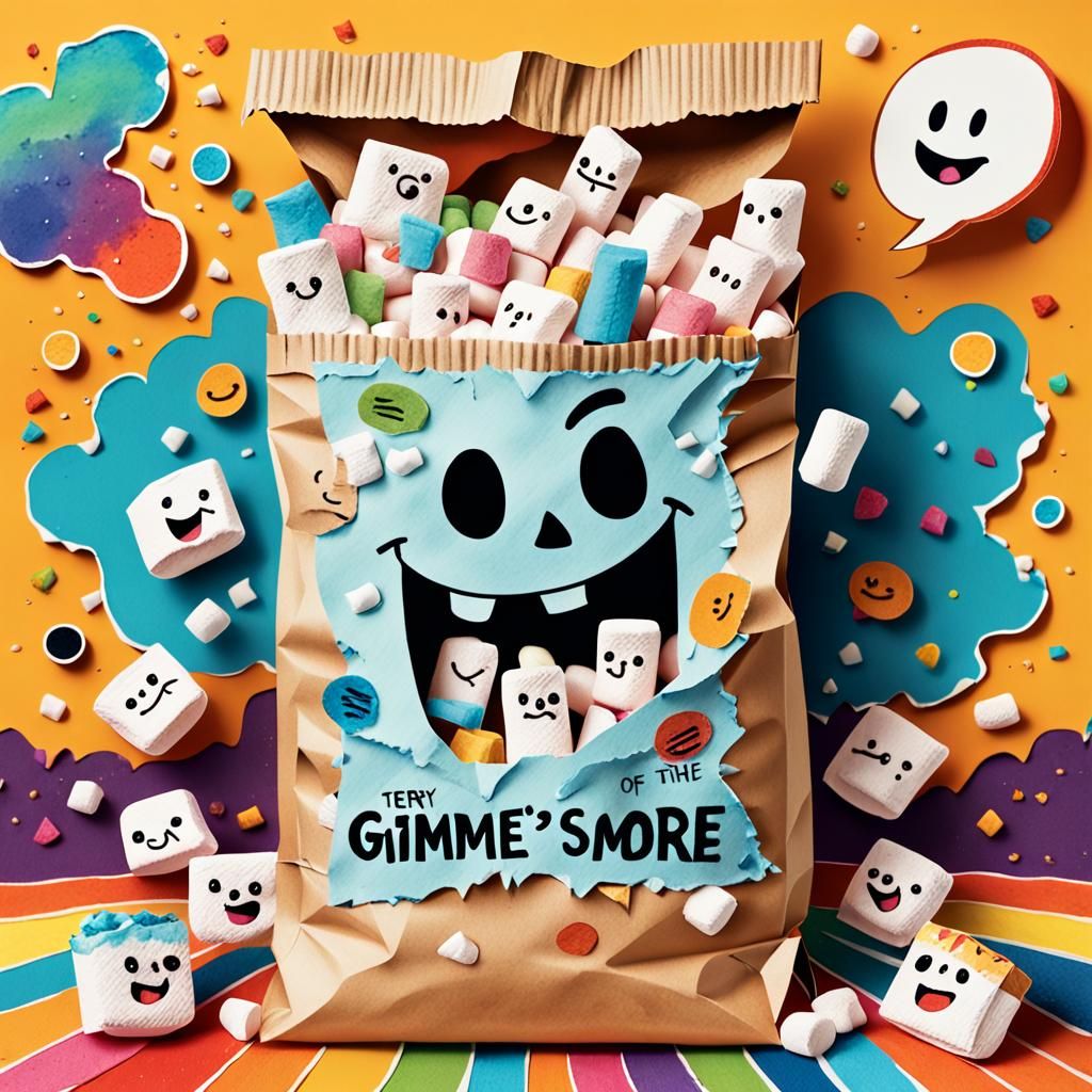Marshmallows Demand S'more in Whimsical Digital Painting
