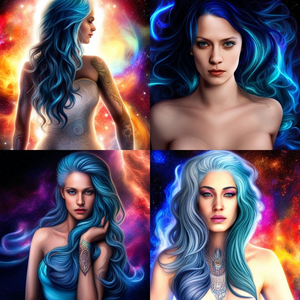 Aquarius Woman in Space: Hyperrealistic Digital Art