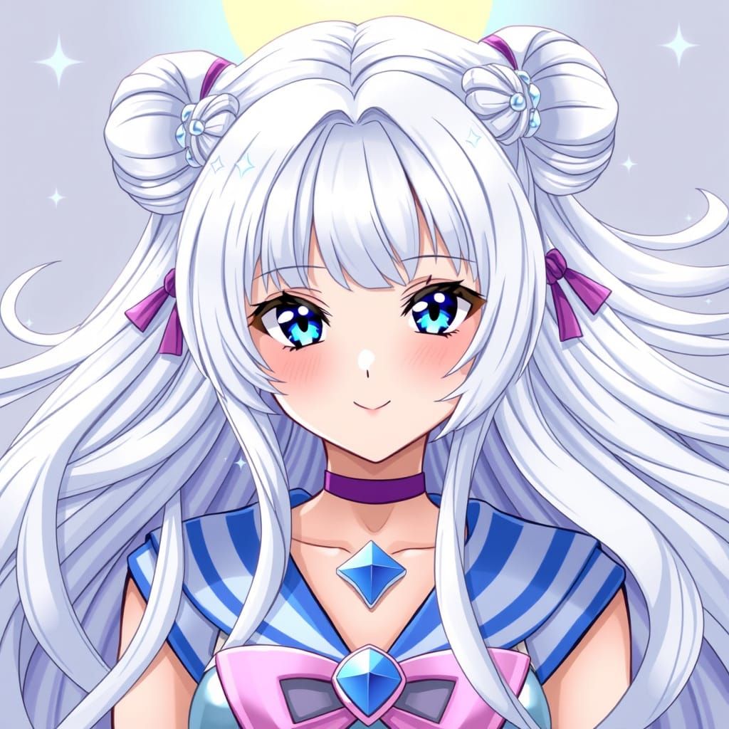 Sailor Cosmos with Heart-Shaped Odango and Vibrant Blue Eyes