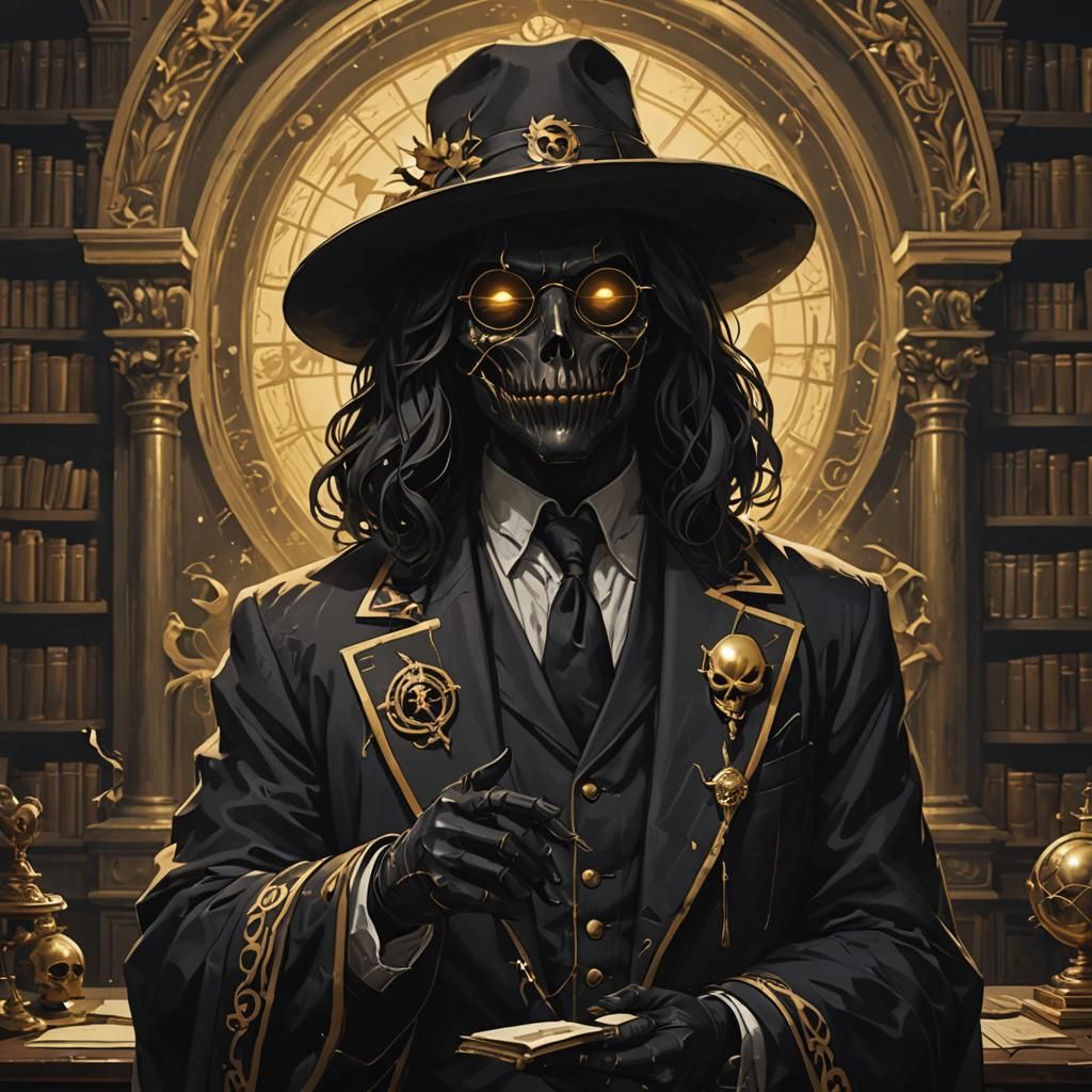 Dark Academia Ghost in Black and Gold