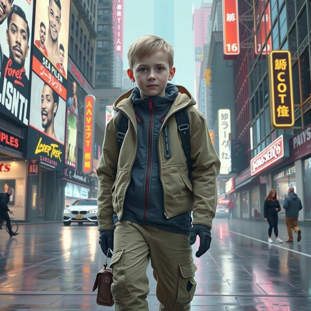 Cyberpunk Youth in Dystopian Metropolis