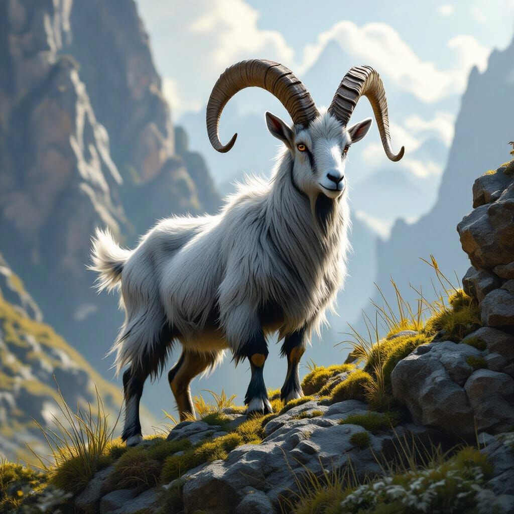 Detailed Craghorn Goat Concept Art in 8K Resolution