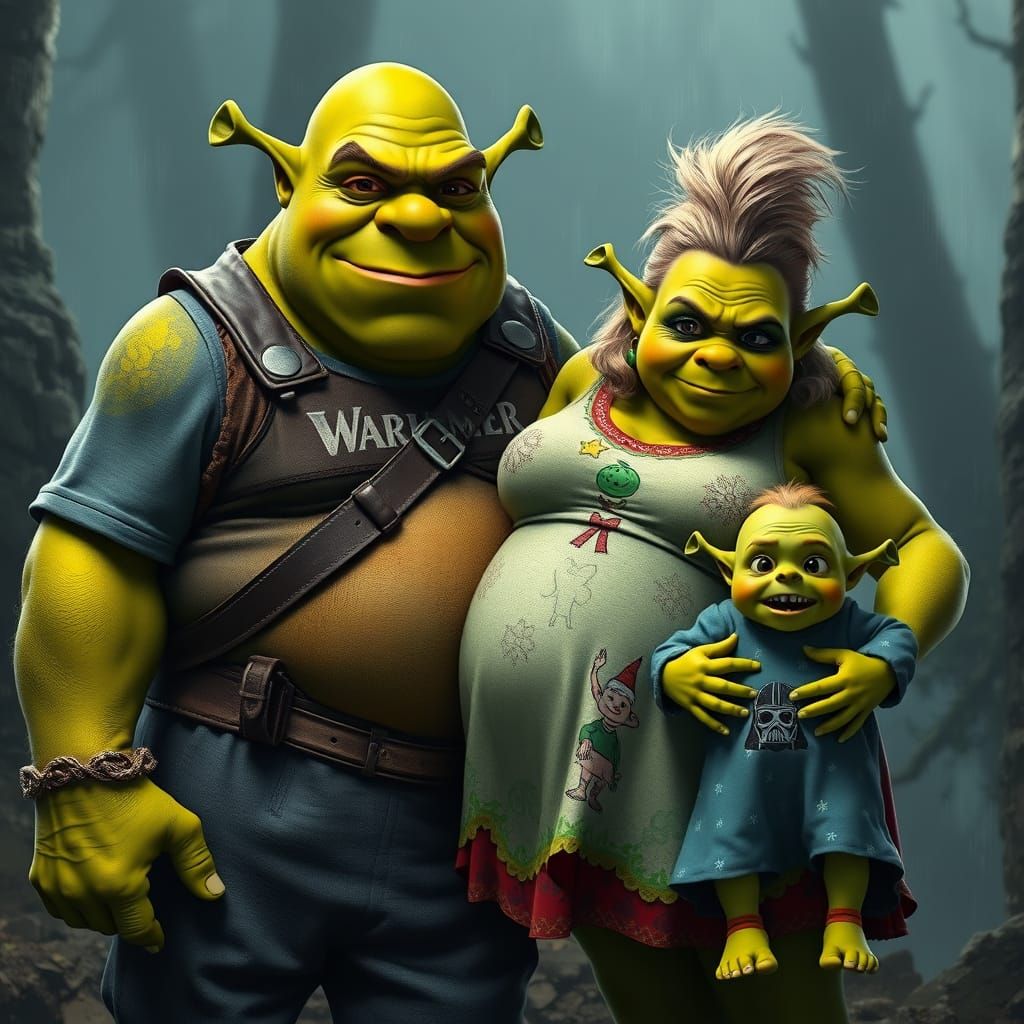 Fantastical Ogre Family in a Detailed Fantasy World
