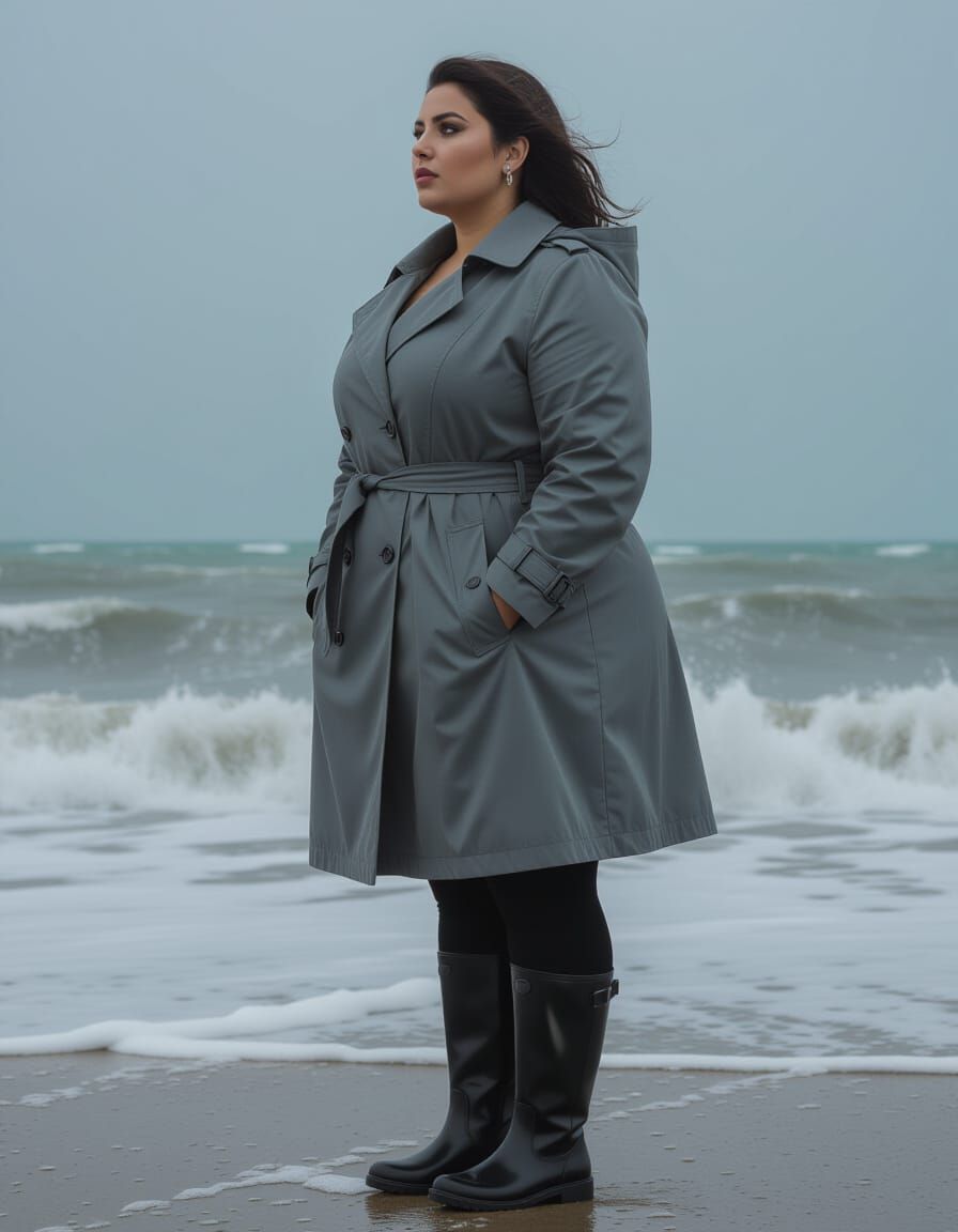 Egyptian Woman in Stormy Seas, Hyperrealistic Portrait