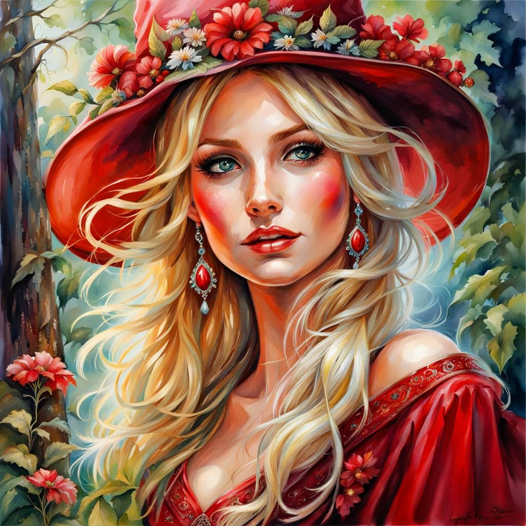 Enchantress in Forest: Fairytale Acrylic Painting