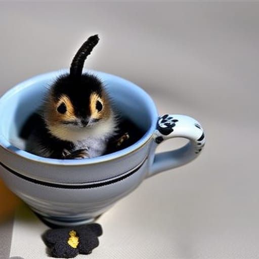 Cute Critter Comfortably in a Tea Cup