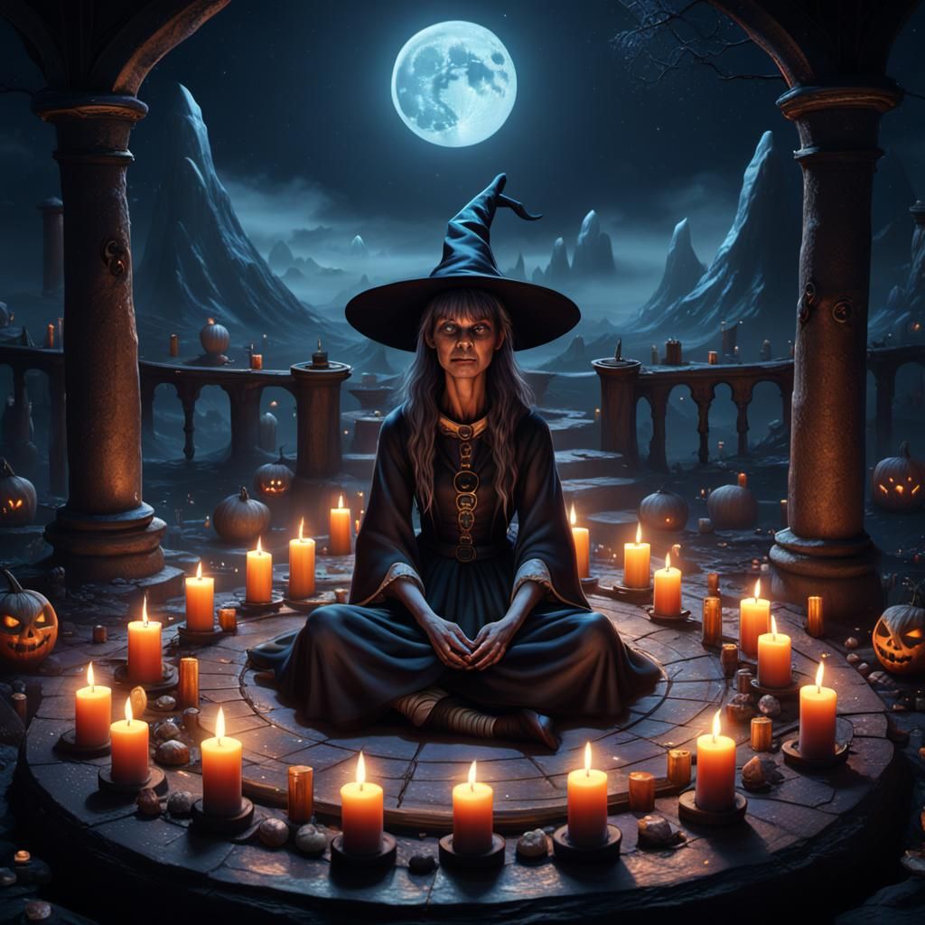 Moonlit Witchcraft: Detailed Fantasy Art in Deep Color