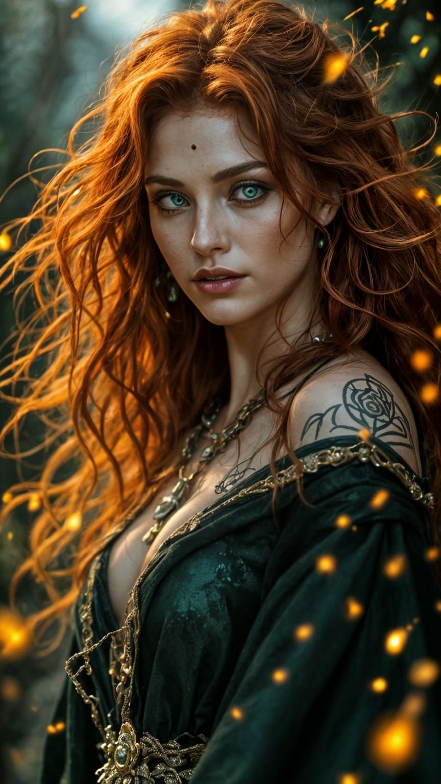 Mysterious Bronze Age Priestess in Dark Fantasy Style