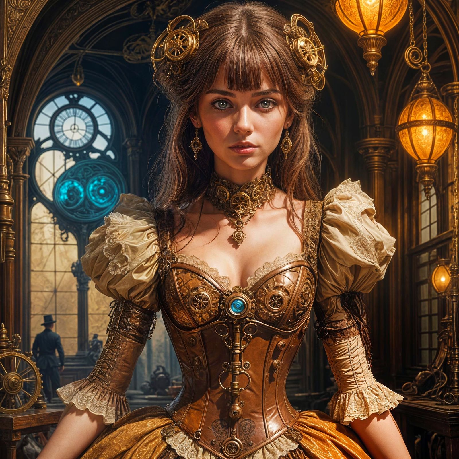 Steampunk Treasure Hunter in Elegant Latex Ball Gown