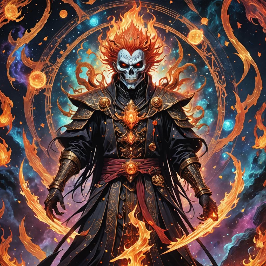 Fiery Shinigami in Holographic Astral Art