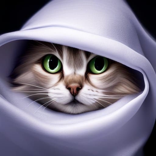 Radioluminescent Persian Cat in Ghost Costume