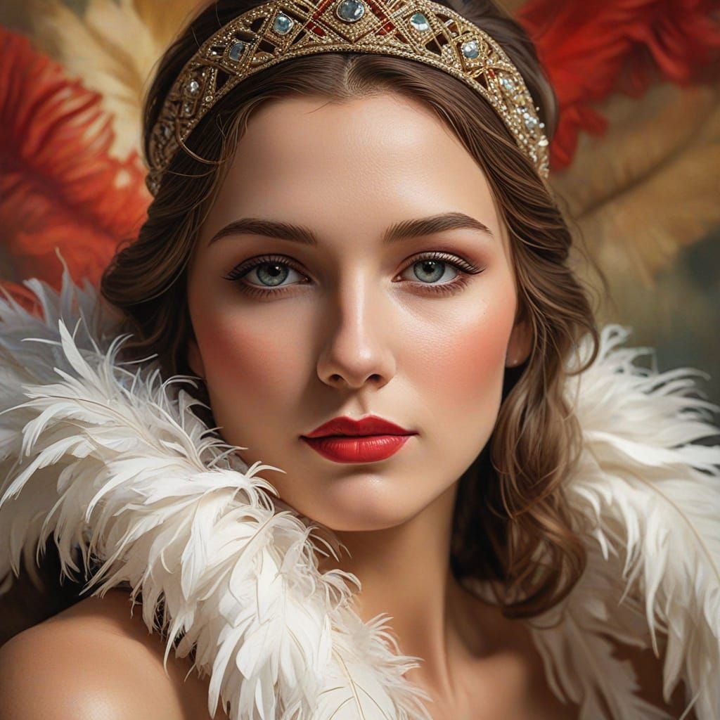 Elegant Art Deco Beauty in the Style of Thomas Kincaid