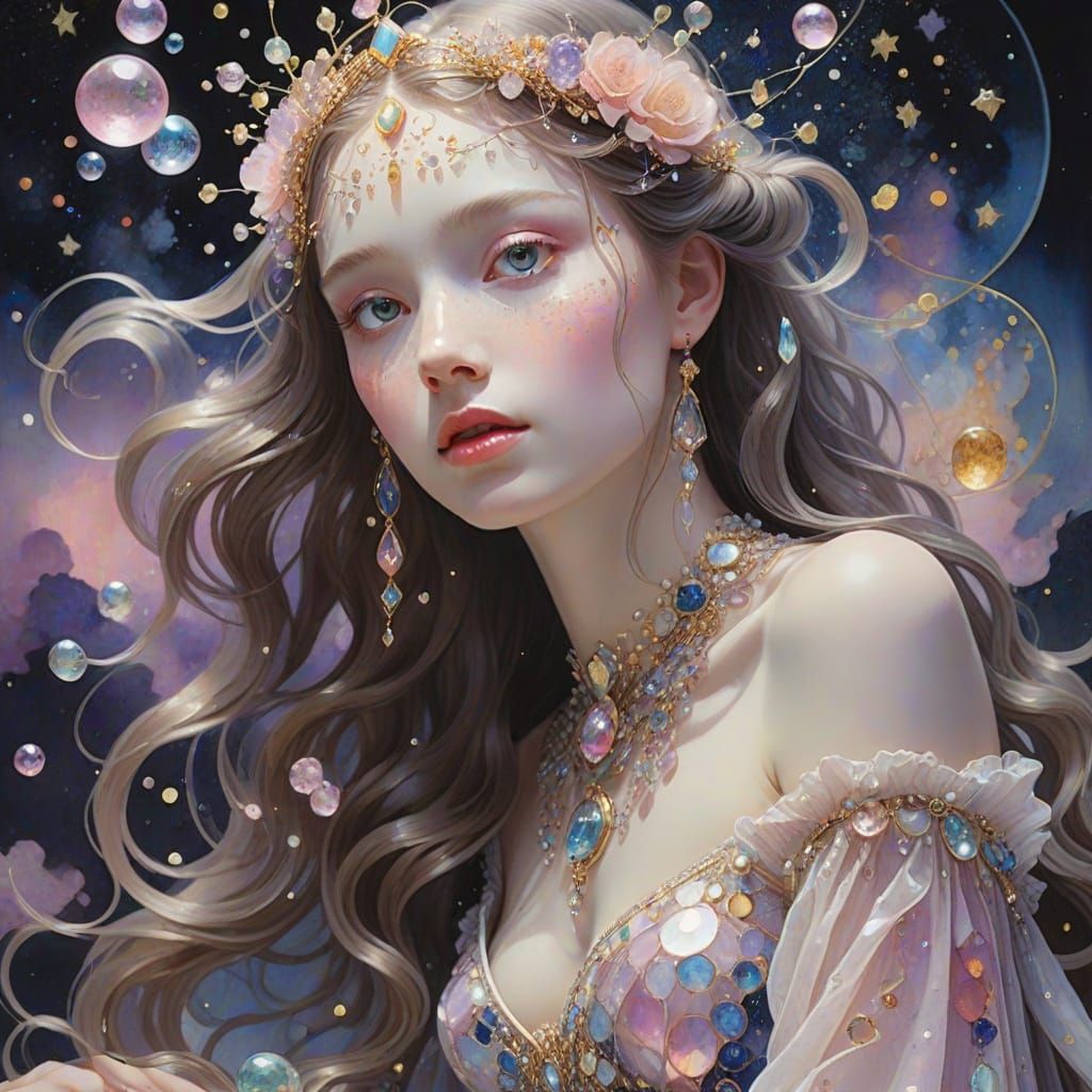 Celestial Goddess Ruling Twilight Kingdom in Sparkling Color...