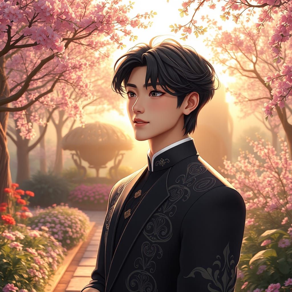 Cha Eun Woo: Ethereal Prince in Serene Garden