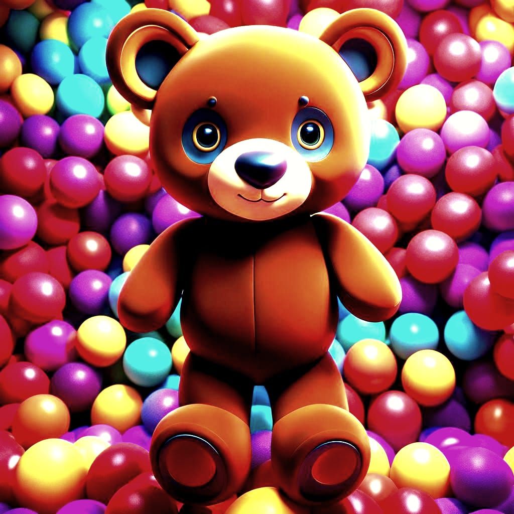 Cute Fluffy Teddy Bear in Colorful 3D Anime Style