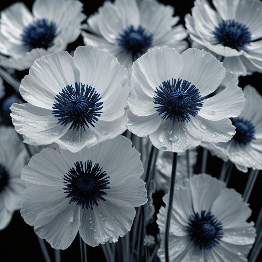 Intricate Ice Flower Double Exposure in Black and White