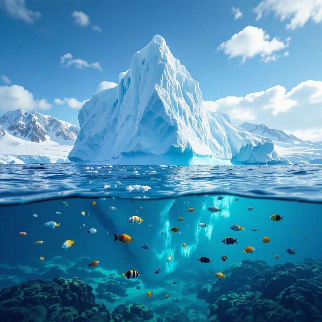Majestic Iceberg in Crystal Waters: Digital Painting