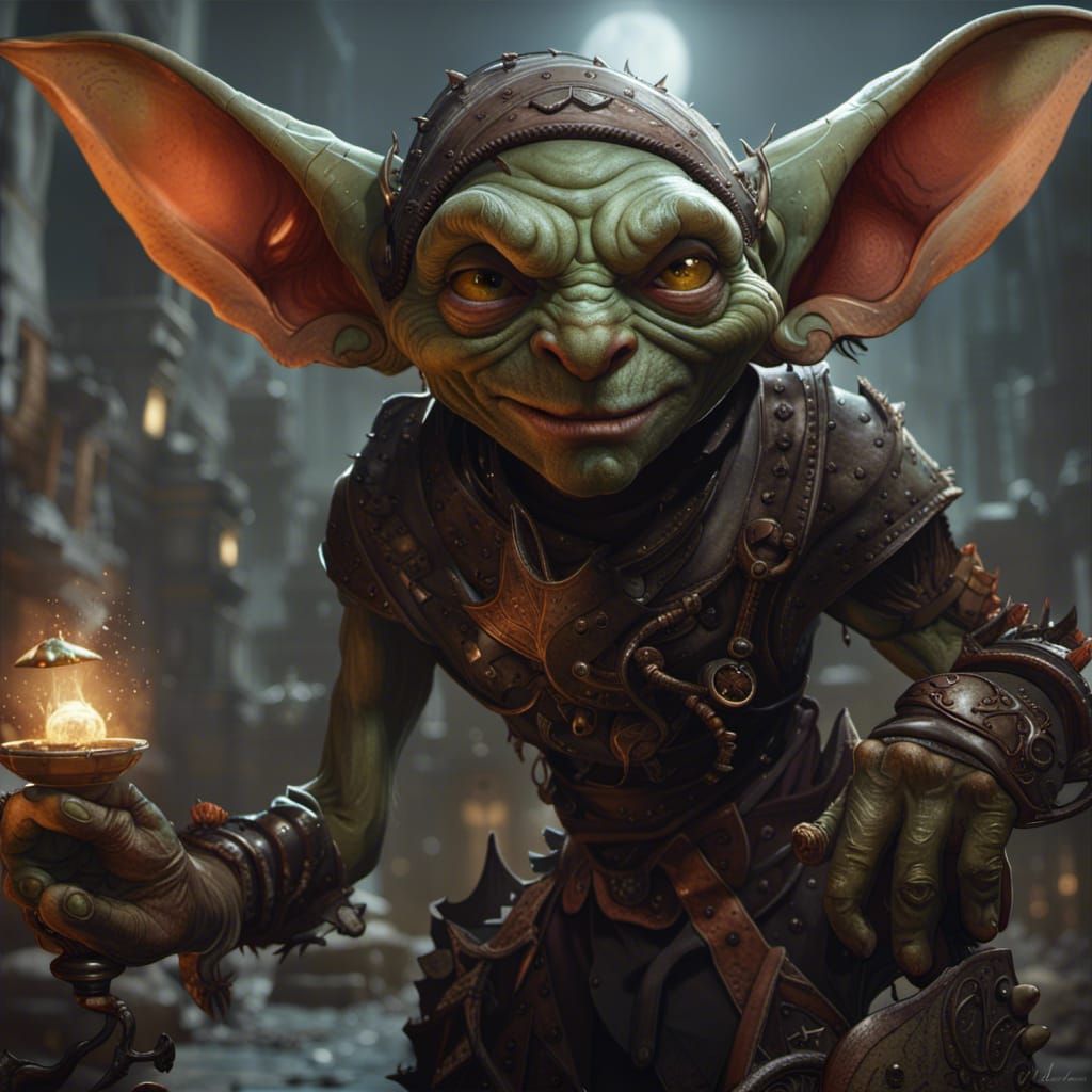 Detailed Goblin Portrait in Dark Fantasy Style